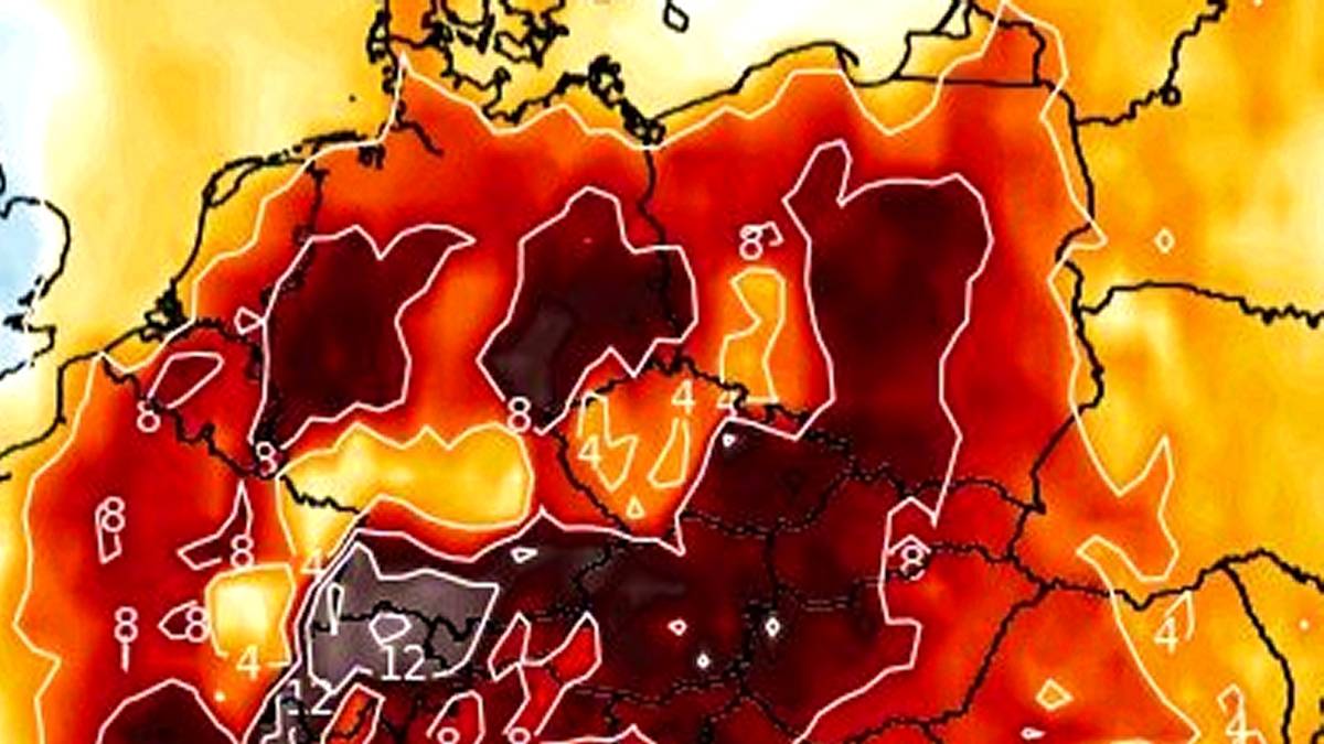 Temperatura znów szaleje. Fot. Wxcharts.com