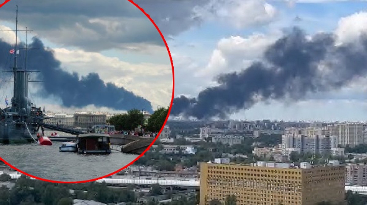 Rosja: Czarny dym nad Petersburgiem. Płonie magazyn z oponami