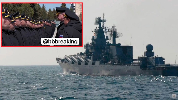 Krążownik Moskwa. Rosja publikuje film z rzekomą załogą zatopionego okrętu