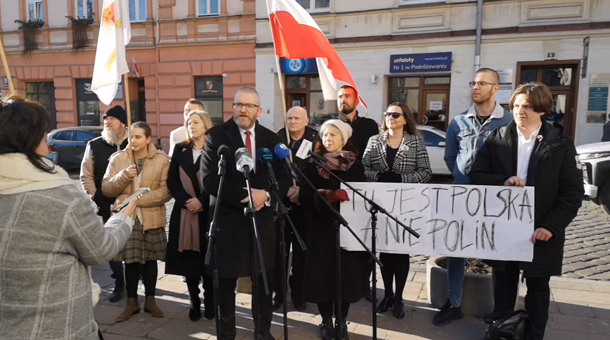 Problemy podczas wystąpienia Grzegorza Brauna w Rzeszowie. "Proszę o interwencję policję"