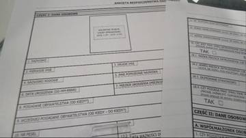 Fragment dokumentu &bdquo;ANKIETA BEZPIECZEŃSTWA&rdquo; z polami do wypełnienia danych osobowych i finansowych.