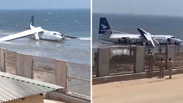 Chwile grozy po starcie. Skrzydło oderwało się od kadłuba, lądowali na plaży