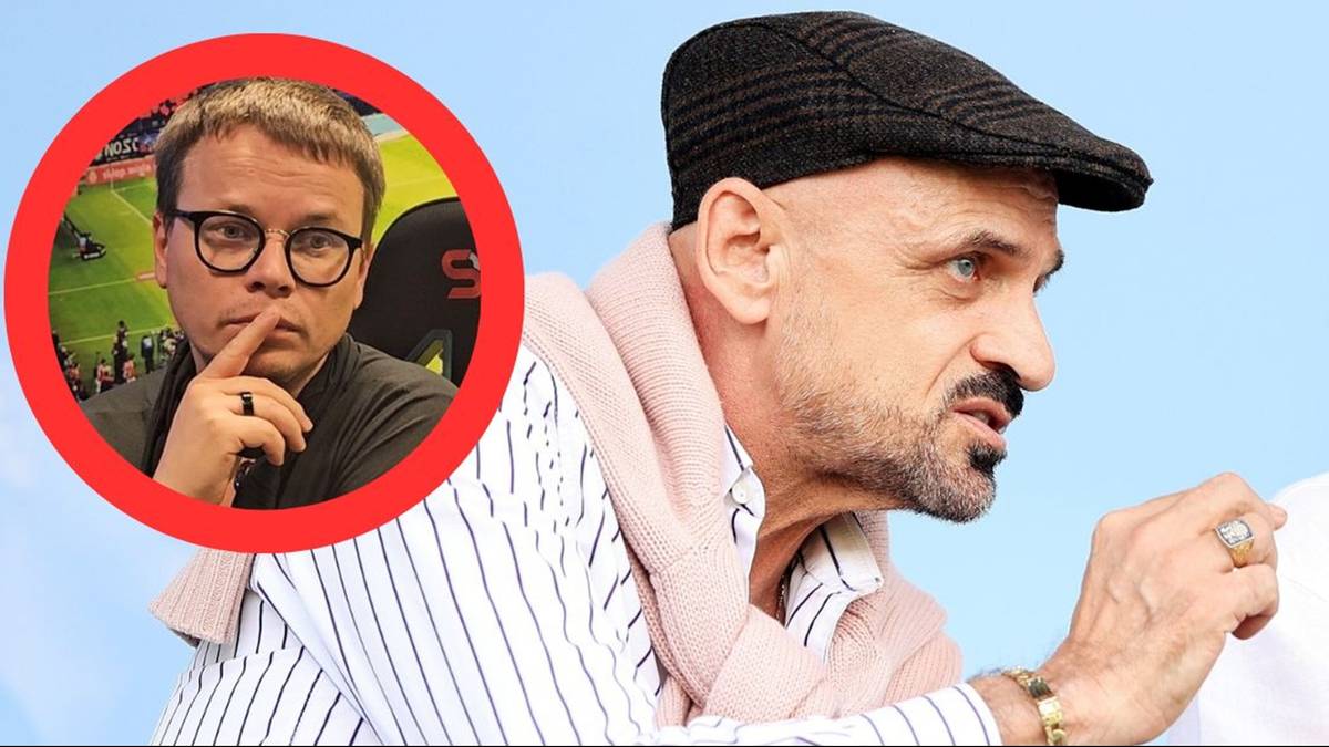 Dw&oacute;ch mężczyzn, jeden w okrągłym kadrze po lewej, drugi większy po prawej.