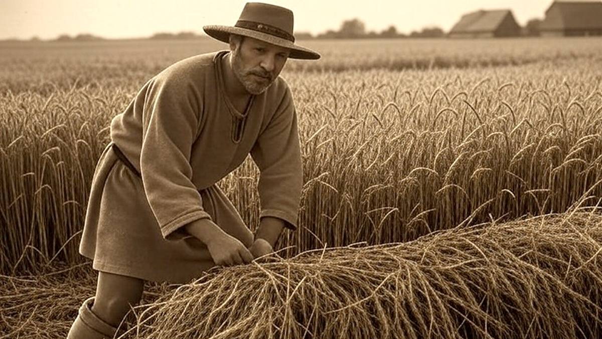 Artystyczna wizja zimowych zbiorów w 1680 roku.