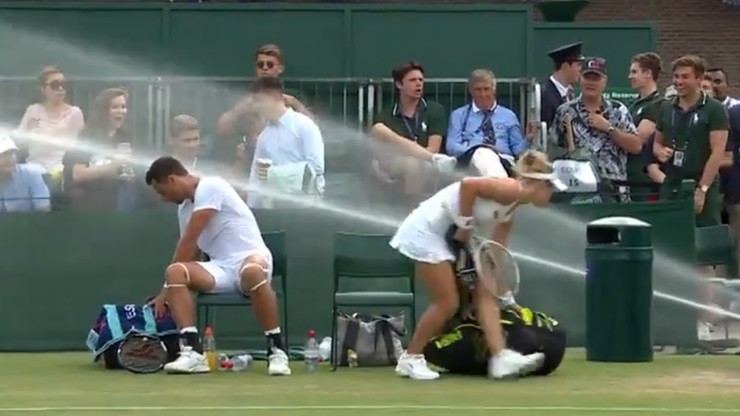 Wimbledon: zimny prysznic z gumowego węża wystraszył tenisistów