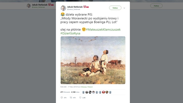 "Młody Morawiecki po wydojeniu krowy". Rzecznik PSL przeprosił za swoje wpisy na Twitterze