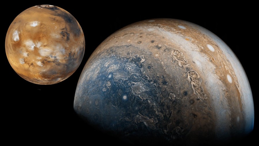 Mars (po lewej) i Jowisz (po prawej). Fot. NASA.