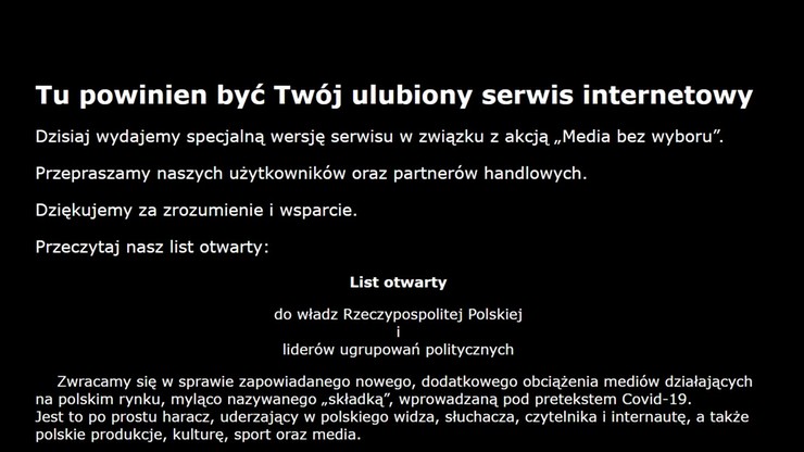 "Media bez wyboru". List otwarty do władz RP