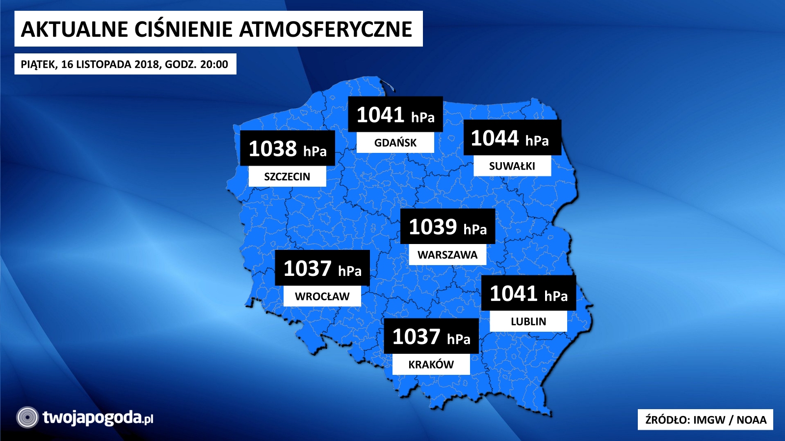 Ciśnienie sięga 1044 hPa