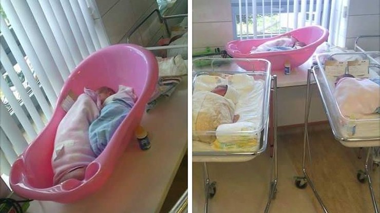 Noworodki w plastikowej wanience zamiast w łóżeczku. Szpital: sytuacja incydentalna z powodu braku miejsc