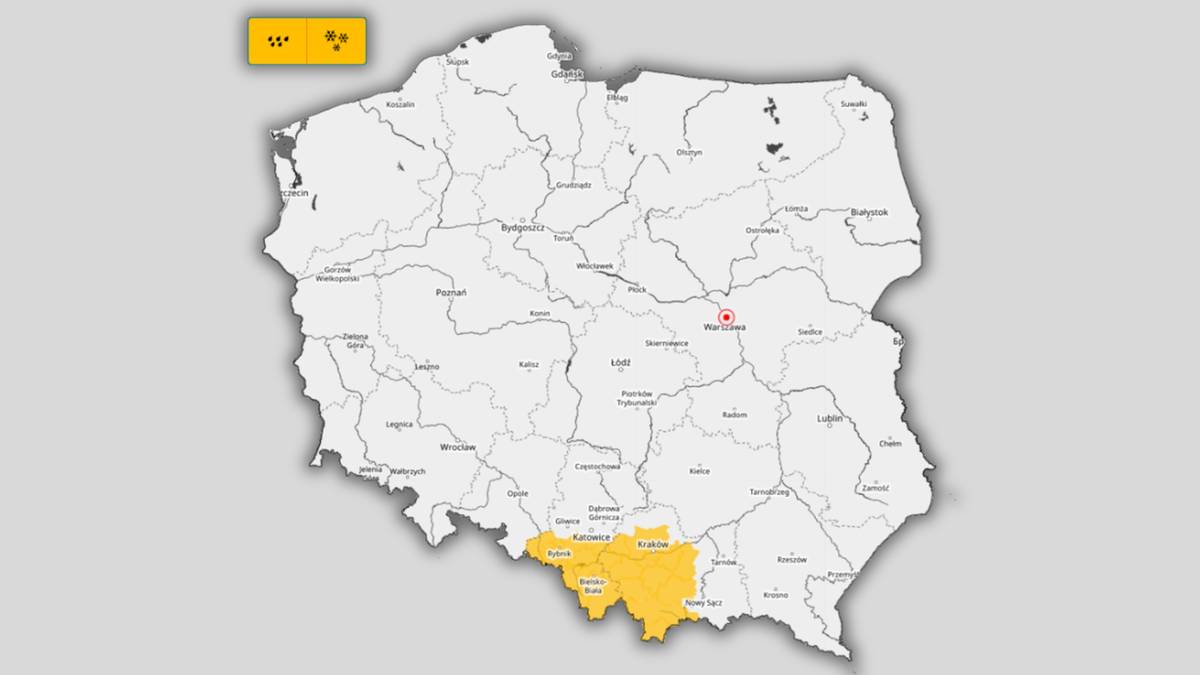 IMGW w czwartek ostrzega przed śnieżycami i ulewami na południu kraju