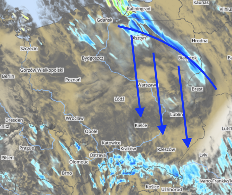 fot za: mapy.meteo.pl (UM, 1,5 km), opracowanie własne