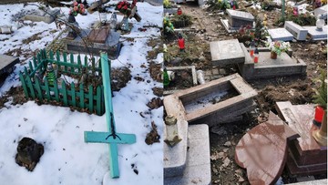 Zniszczone płyty, przewrócone krzyże. Zdewastowano dziecięce groby