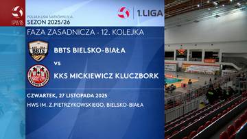Informacja o meczu siatkówki BBTS Bielsko-Biała vs KKS Mickiewicz Kluczbork, 12. kolejka fazy zasadniczej sezonu 2025/26, 1. Liga.