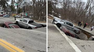 Auta czekały na "zielone", nagle zapadły się pod ziemię. Niebezpieczny incydent w USA