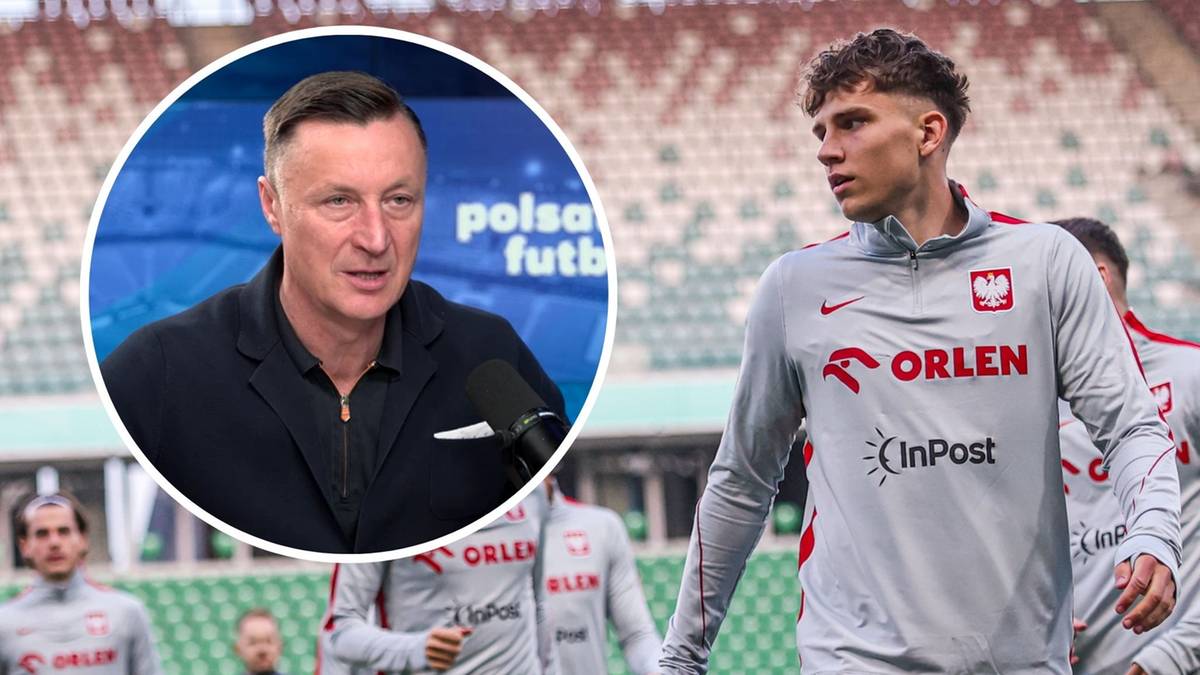 Portret Tomasza Hajty i piłkarz reprezentacji Polski w stroju treningowym