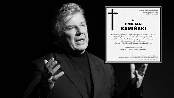 Emilian Kamiński nie żyje. Pogrzeb aktora odbędzie się 4 stycznia na Powązkach