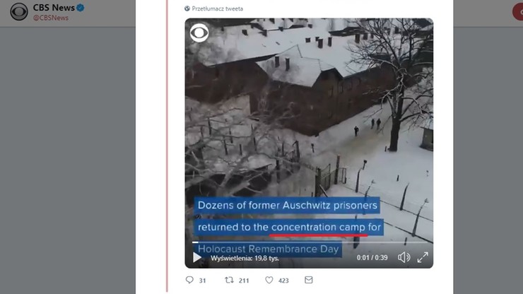 CBS News sprostowała określenie "polski obóz śmierci". Ambasada RP dziękuje
