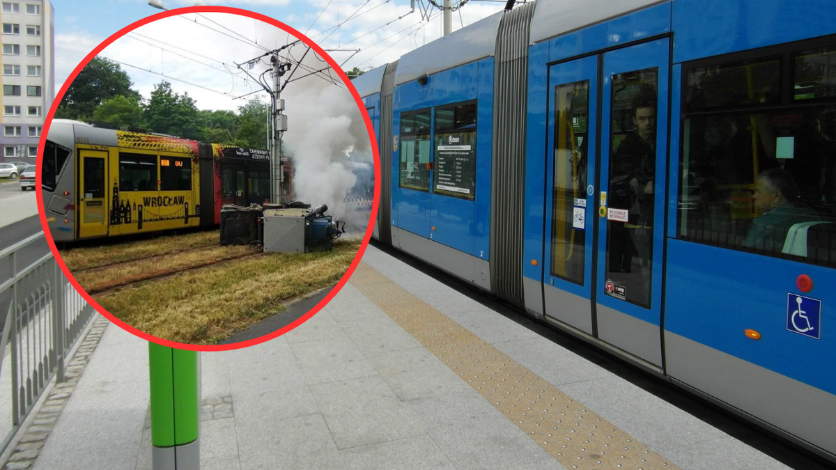 Wrocław: Tramwaj zderzył się z kosiarką. Gęsty dym nad torowiskiem