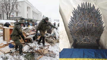 Zamieszki w Kijowie. W miasteczku namiotowym znaleziono granaty i "tron Saakaszwilego"