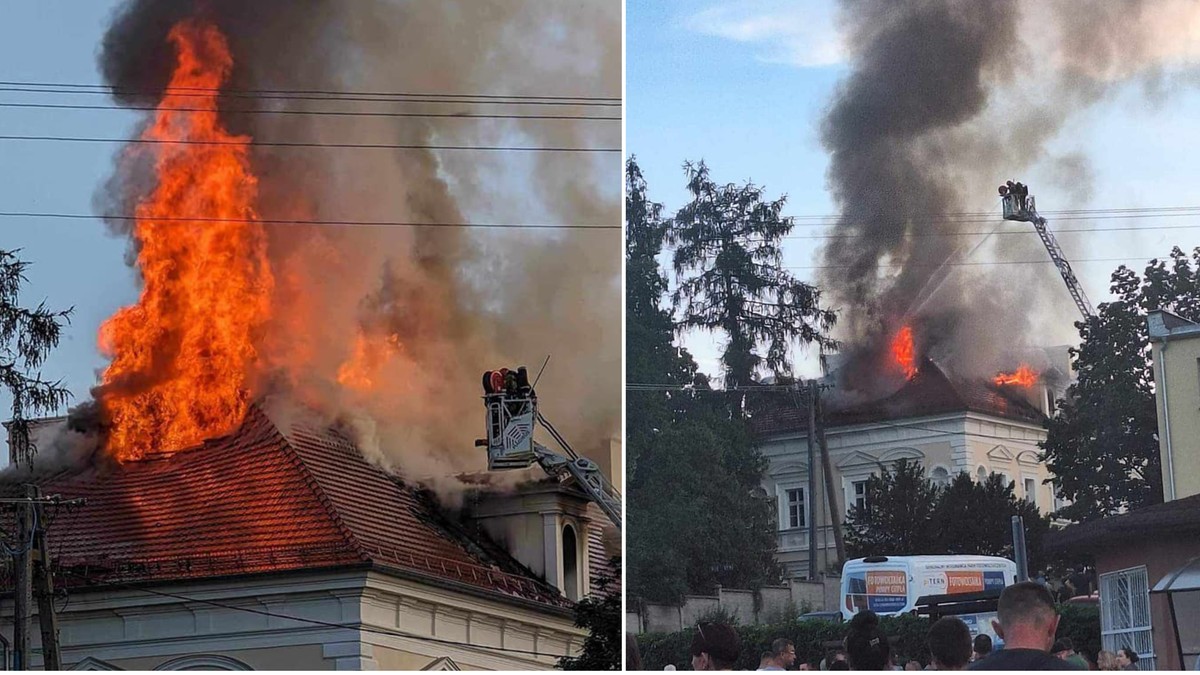 Konarzewo. Płonie zabytkowy pałac. Na miejscu pracuje ponad 100 strażaków