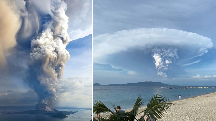 Erupcja wulkanu Taal na Filipinach. Fot. John Ray Ebora / @seokjanekook.