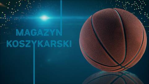 Piłka do koszyk&oacute;wki w zbliżeniu na ciemnym tle z niebieskimi światłami.