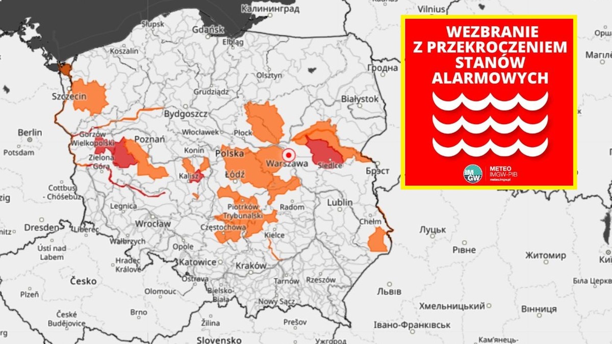 Alerty IMGW. Stan alarmowy na stacjach hydrologicznych, rzeki mogą wylać