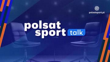 Grafika promocyjna programu Polsat Sport Talk z napisem "polsat sport talk" i dwoma fotelami studyjnymi.