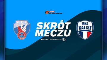 Grafika informująca o skr&oacute;cie meczu piłki ręcznej pomiędzy KPR Legionowo a MKS Kalisz. Widoczne są logotypy obu drużyn oraz napis "SKR&Oacute;T MECZU".