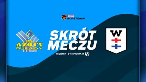 Plansza informacyjna z logotypami Azoty-Puławy i PGE Wybrzeże Gdańsk oraz napisem "SKR&Oacute;T MECZU".