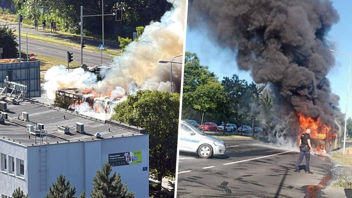 Pożar w Poznaniu. Ogień strawił miejski autobus