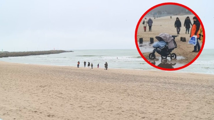 Kołobrzeg: Wózek z dzieckiem pozostawiony na plaży. Mama była w restauracji