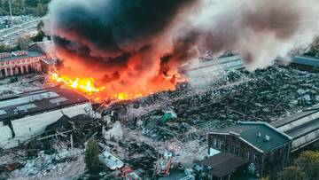 Kłęby czarnego dymu nad Gliwicami. Trwa walka z ogromnym pożarem