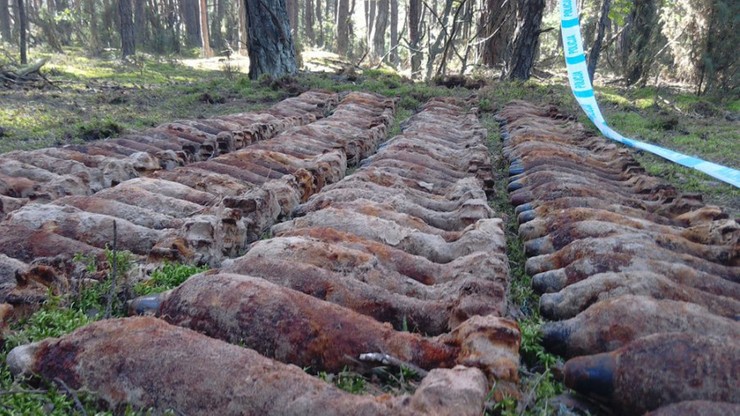 Arsenał w lesie na Mazowszu – ponad 200 kg materiałów wybuchowych