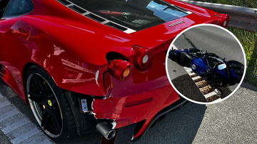 Motocykl Yamaha wjechał w niedzielę w czerwone ferrari. Do poważnego wypadku doszło na drodze ekspresowej S7 w kieru