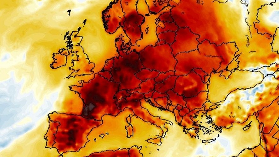 Anomalie temperatury powietrza w Europie w sobotę. Fot. Wxcharts.