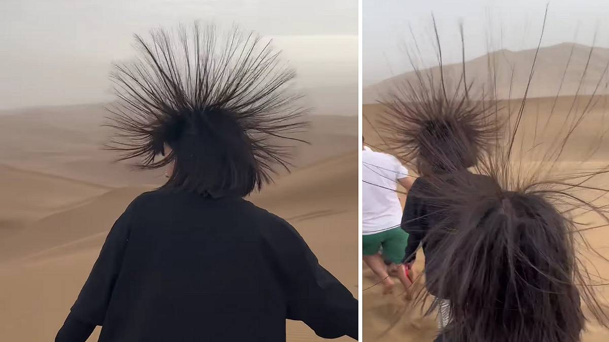 Włosy stające dęba to ostatnie ostrzeżenie przed uderzeniem pioruna. Fot. Instagram / chinainsider.