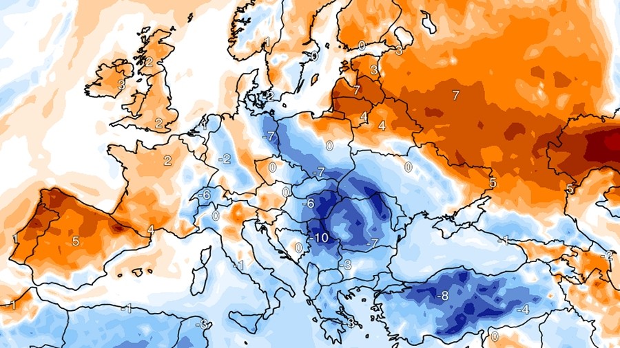 Anomalie temperatury w dniu 7 kwietnia 2023 roku. Fot. ClimateReanalyzer.org
