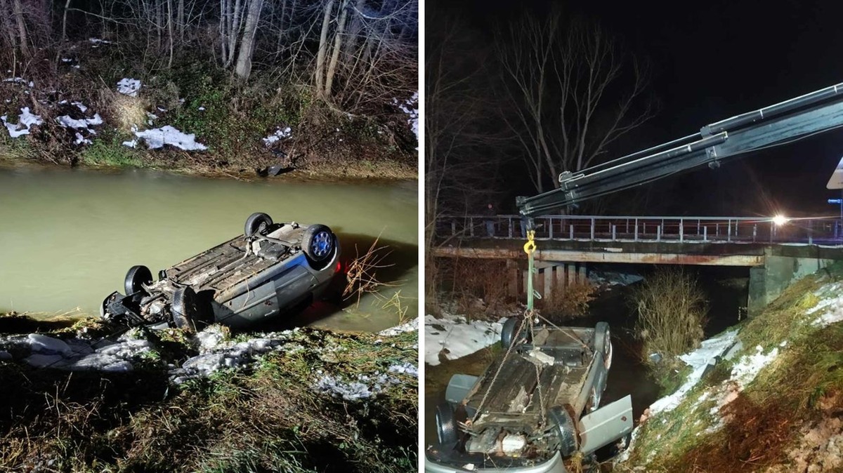 Trzciana: Nieprzytomny kierowca w rzece. W ciężkim stanie trafił do szpitala