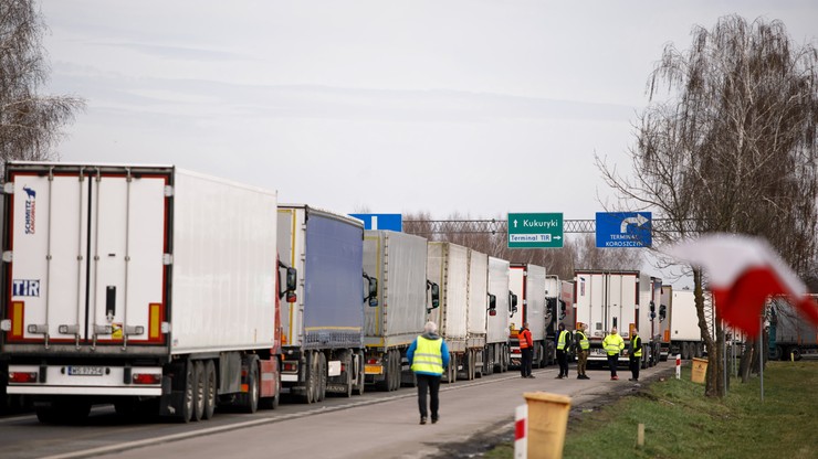 Koroszczyn. Skończono kolejną blokadę tirów przed polsko-białoruskim przejściem granicznym