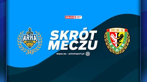 Grafika informująca o skr&oacute;cie meczu Arka Gdynia - Śląsk Wrocław.