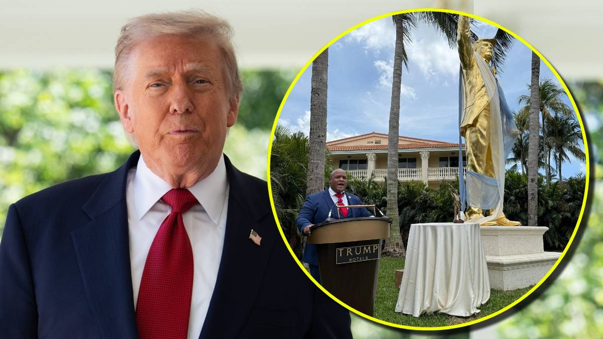 Złoty pomnik Trumpa odsłonięty, ceremonii przewodził pastor. "To nie złoty cielec"