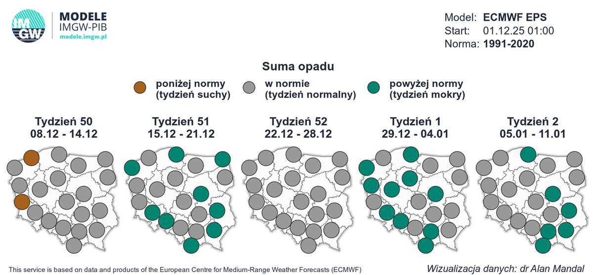 Podczas Świąt Bożego Narodzenia opady będą w normie. Możliwe więc będą lokalne opady śniegu