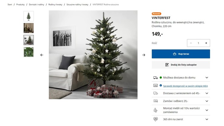 "Zimowa impreza" zamiast Bożego Narodzenia w Ikei. Choinka nazywa się teraz "rośliną sztuczną"