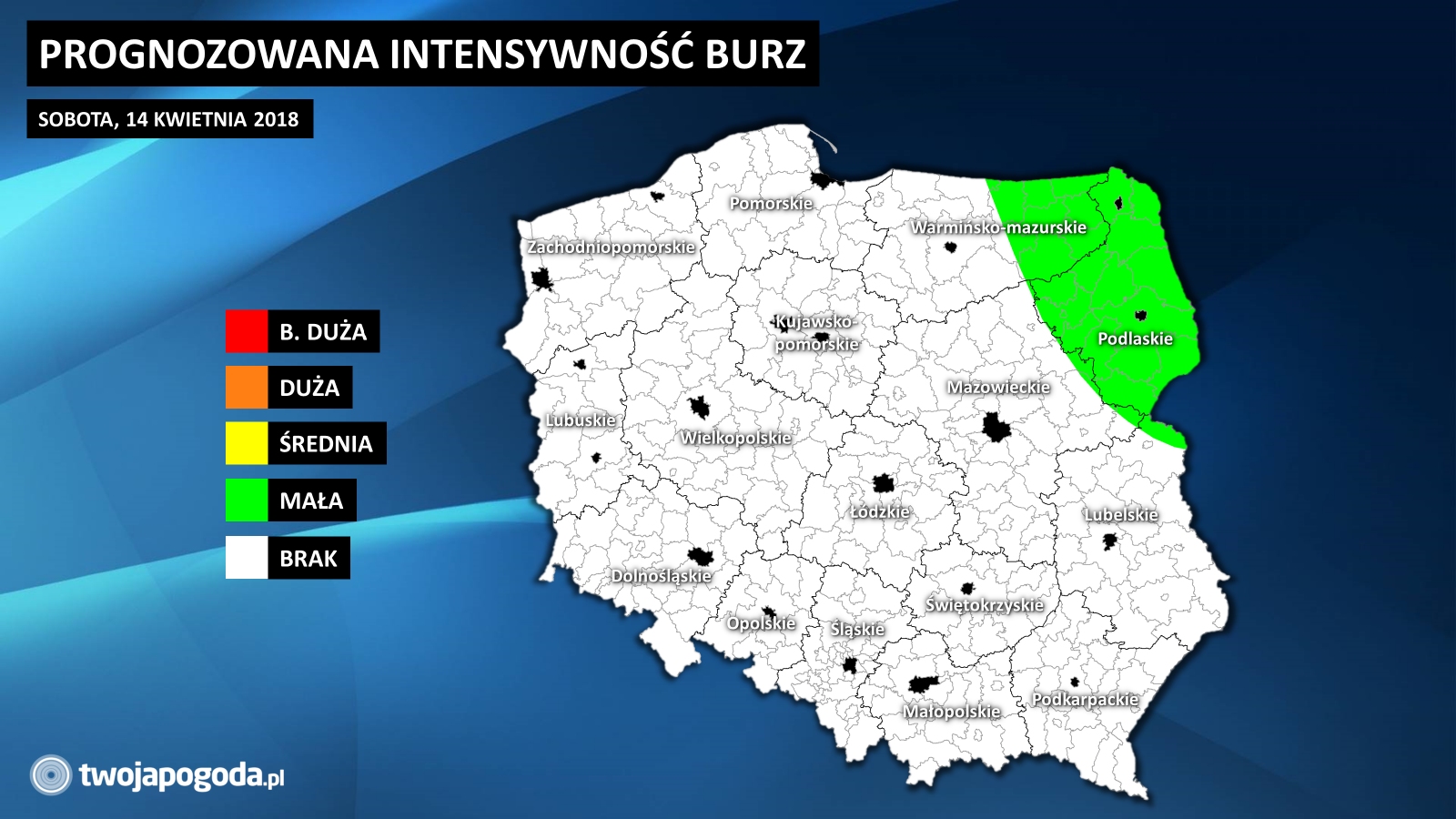 Gdzie mogą pojawić się burze?