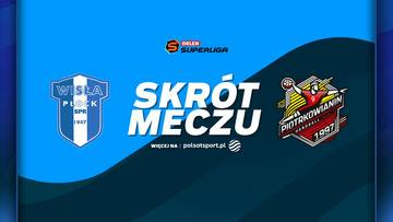 Grafika z logotypami drużyn ORLEN Wisła Płock i Piotrkowianin Piotrków Trybunalski oraz napisem "SKRÓT MECZU".
