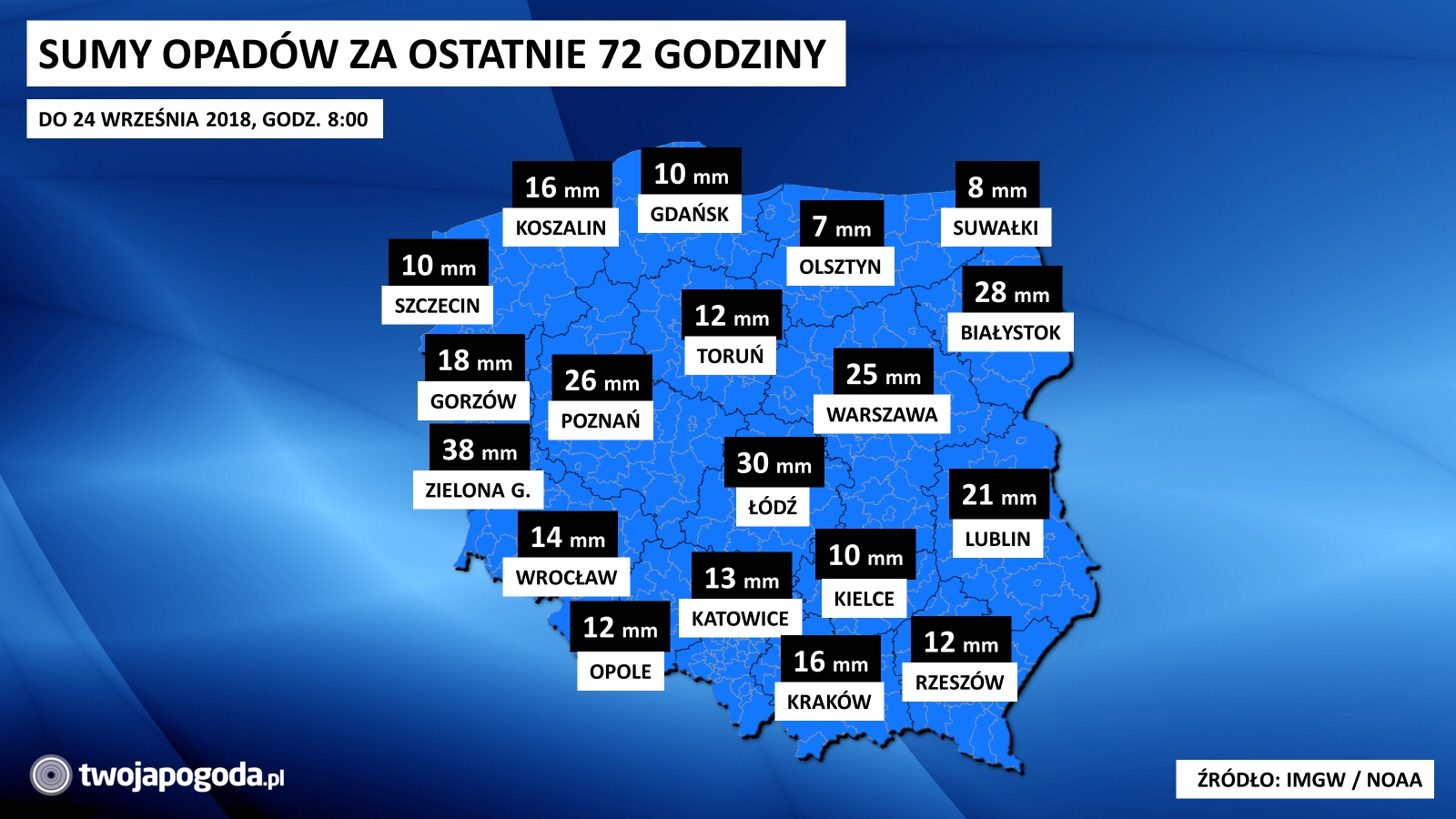 Popadało, miejscami solidnie