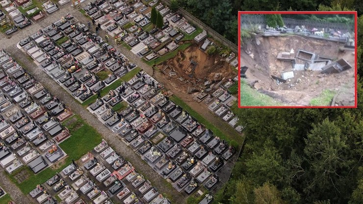 Trzebinia, osiedle Gaj: Na cmentarzu zapadła się ziemia. Zniknęło kilkadziesiąt grobów