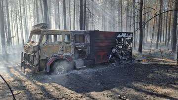 2024-05-18 Duży pożar na Podlasiu. Podczas akcji spłonął wóz strażacki